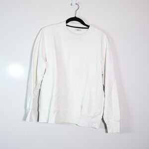 Tory Burch Women's Cotton Terry Lined Crew Neck Pullover Sweatshirt Sweater S